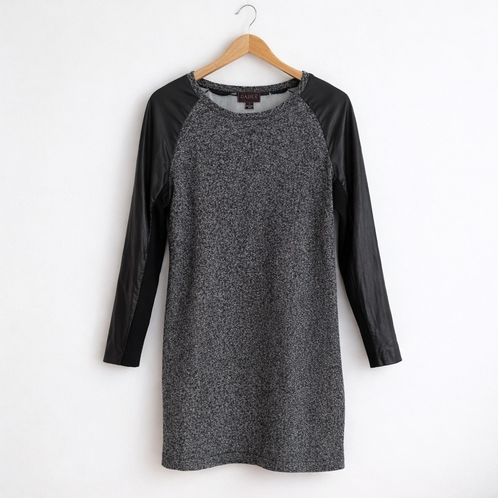 Danier Leather Sleeve Sweatshirt Mini Dress - Moto Minimalist - Size M